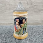 Vintage Mini Zoller German Beer Stein W  Pewter Lid Hand Painted Germany