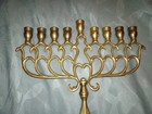 Vtg Jewish Brass Menorah 9 Branch Hanukkah Candle Holder Holds 9 Candle 8 75 x8 