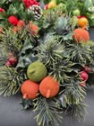 Lot Of 3 Vintage Flocked Plastic Christmas Candle Ring Wreath Holly Fruit 