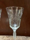 Set Of 2 Antique Wine Glasses Crystal Etched Flowers