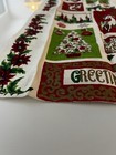 Vintage Mcm Linen Christmas Tea Towel Santa Greetings Reindeer Candles Dish