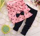 2pcs Cotton Toddler Baby Girl Outfits Love Bowknot Coat   Pants Set Clothes 