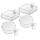 4 Pcs Suction Cup Fish Tank Feeder Acrylic Shrimp Feeding Dish Clear Food