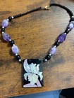 Lee Sands Shell Inlay Beaded Pendant Necklace Choose Iris Flower Or Pink Ladybug