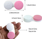 12 Pack Contact Lens Case Contact Lens Holder Box Soak Storage Kit white pink 