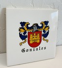 Gonzales Coat Of Arms Surname Last Name Crest Tile Ceramic Wall Hanging