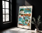 Cuba Travel Poster Print Vintage Pictorial Map Wall Art Retro Gift