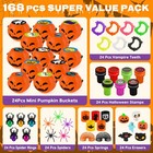 168 Pcs Halloween Toys  24 Pack Prefilled Pumpkin Box  Halloween Party Favors   