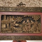Antique Hand Carved Asian Theme Chinese Emperor Harvest Wood Framed Wall Mirror