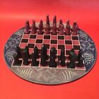 Africa kenya Hand Carved Soapstone Chess Set   Round Board Fish Carvings