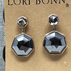 Vtg Signed Lori Bonn 925 Sterling Silver Hematite Platinum Quartz Drop Earrings