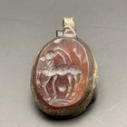 Ancient Carnelian Intaglio Seal Stone Pendant Animal Engraved Red Agate Bead