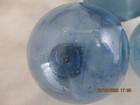 3 Authentic Beach Combed Japanese Glass Fishing Floats With Darker Blue Swirls