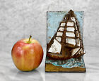 Antique Arts   Crafts Cast Iron Enamel Galleon Ship Bookends By Hubley- A Pair