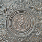 Antique Cast Bronze Temperantia Centerpiece Footed Plate Greek Goddess Wine Bar