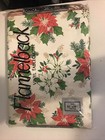 Christmas Tablecloth  52 X 90 Poinsettia Vinyl Flannel Back Oblong New Sealed 