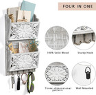 2-slot Mail Organizer Wall Mount With 4 Hooks  Rustic Key And Mail Holder For Ho