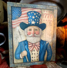 Old Primitive Folk Antique Vintage Colonial Americana Style Uncle Sam 1776 Sign