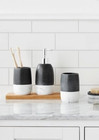 Soap Dispenser toothbrush tumbler Bathroom Set Marbalized Poly Resin - 3 Pc Set