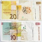 1992 Slovenia Set Of 2 Banknotes 10 20 Tolarjev Vintage Paper Notes