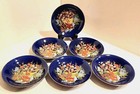 Set Of 6 Kutani Plates Cobalt Blue Peacock Pair 4 75  Saucers Signed Japan Mint 