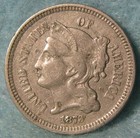 1873 Cent Nickel Near High Grade Details Old Us Coin  657