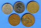 Lot Of 5 Mexican Coins Mexico  0c Pesos Centavos Assorted Dates Denominations