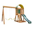 Kidkraft Ainsley Wooden Outdoor Swing Set With Slide And Rock Wall