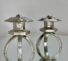 Japanese Sterling Silver Tripod Lantern Figural Salt   Pepper Shakers