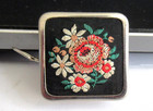 Vtg West Germany Embroidered Floral Sewing Tape Measure