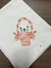 Flour Sack Hand Embroidered Basket With Flowers Tea Dish Towels Set Of 5 Vintage
