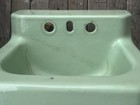 Vintage Mid Century Jadeite Ming Green Porcelain Cast Iron Sink Standard