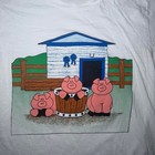 90s Vintage Fruit Of The Loom Three Little Pigs White Cotton Graphic T-shirt
