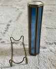 Brass And Blue Slag Stained Glass Kaleidoscope W Stand Handmade 7    Vintage