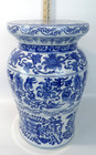 Bombay Company 16  Blue   White Chinoiserie Garden Stool Plant Stand Side Table