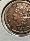 1856 Braided Hair Liberty Large One Cent  Coin Slanted 5 Free Shipping