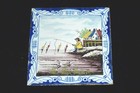 Rare Fabulous Antique Tiles Glazed Set Of 3