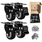2 Inch Heavy Duty Caster Wheels Set Of 4 Locking Pu Casters With Brake