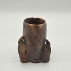 Hand Carved Soapstone Triple Bird Toothpick Holder Folk Art Decor Vintage