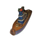 Vintage Toy Steamship  The Beachcombers Intl Inc  Blue Hull  Red Stripe  Resin