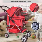 4 Wheels Folding Pet Stroller Cat Dog Cage Stroller Carrier W cup Holder Red