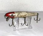Vintage Pflueger Palomine Wood Fishing Lure  Red white W sparkles