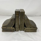 Vintage Brass Metal Bookends Hand Cast Books