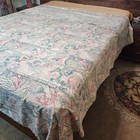 Vtg Flat Sheet Cal-king Cotton Art Nouveau French Architecture Sea Shells Ferns