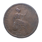 1827 Great Britain Penny George Iv Key Date Copper Vg F Km693 Lot  1224 