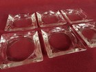 Set Of 6 Vintage Mcm 3 5  Square Ashtray Bar Ware Man Cave Clear Glass