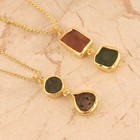 Adorable Design Mix Gemstone Yellow Gold Plated Pendant Chain Necklaces 2 Pc Lot