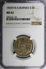 British North Borneo 1903 2-1 2 Cent Ngc Ms62 Light Toned Heaton Rare Km  4  59 