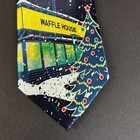 Waffle House Mens Christmas Neck Tie Bacon Spirits Bright Navy Blue Snow Holiday