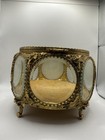 Vintage Ormolu 5 Sided Jewelry Casket Beveled Glass Trinket Box